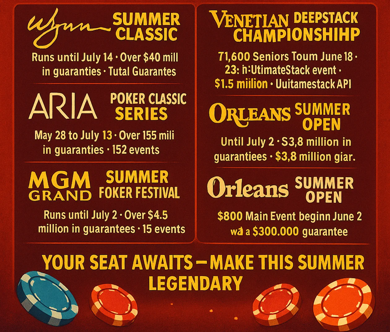The Biggest Poker Summer Tournament Schedule for 2025 in Las Vegas
